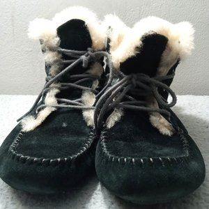 UGG CHICKAREE Sheepskin Suede Lace Front Booties